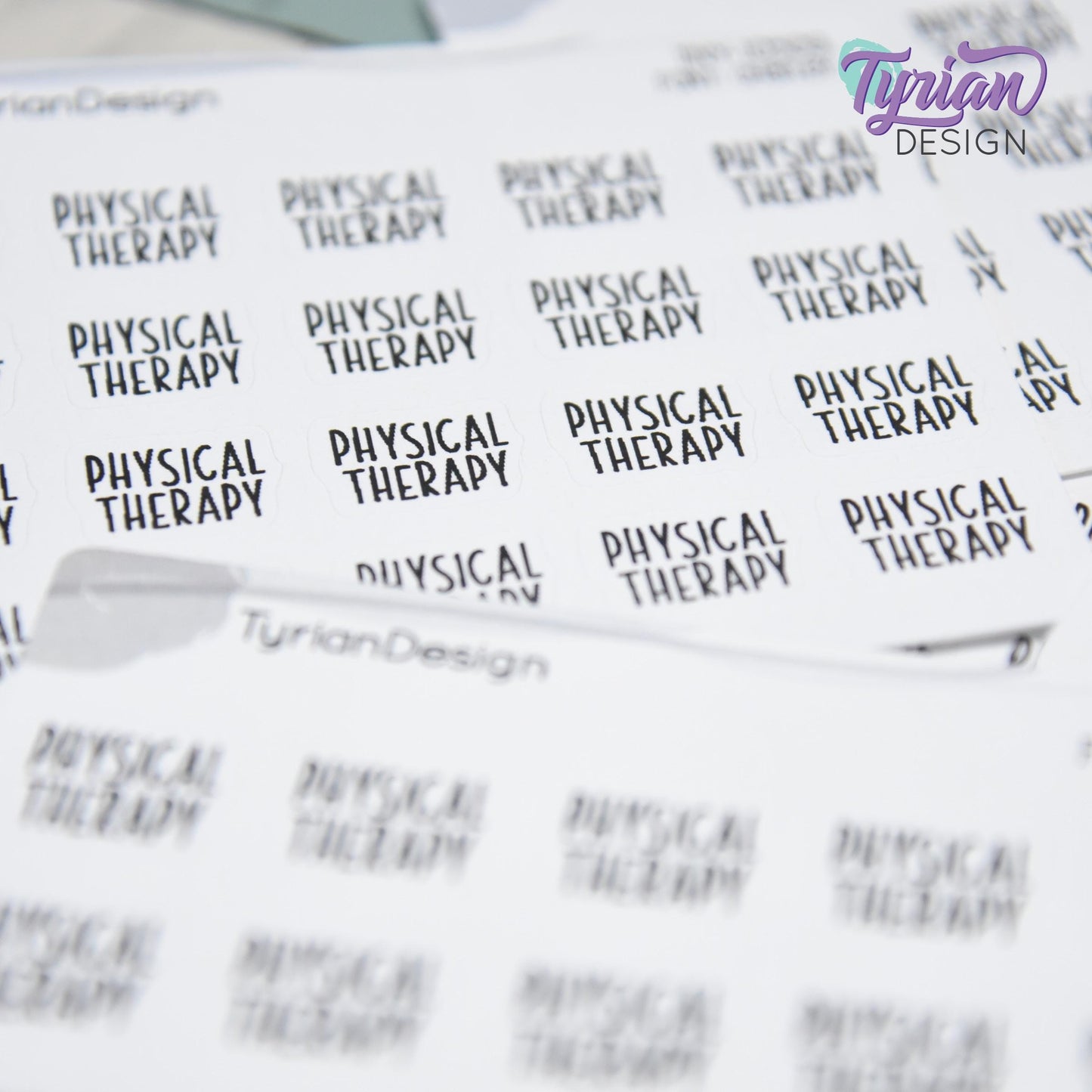 Tiny Physical Therapy Stickers | 20 Stickers | .59 x .46" each | Font: Charley