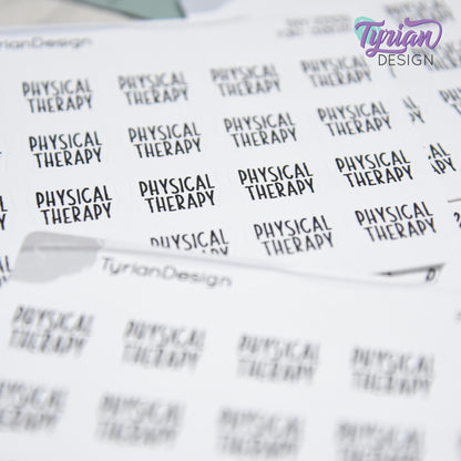 Tiny Physical Therapy Stickers | 20 Stickers | .59 x .46" each | Font: Charley