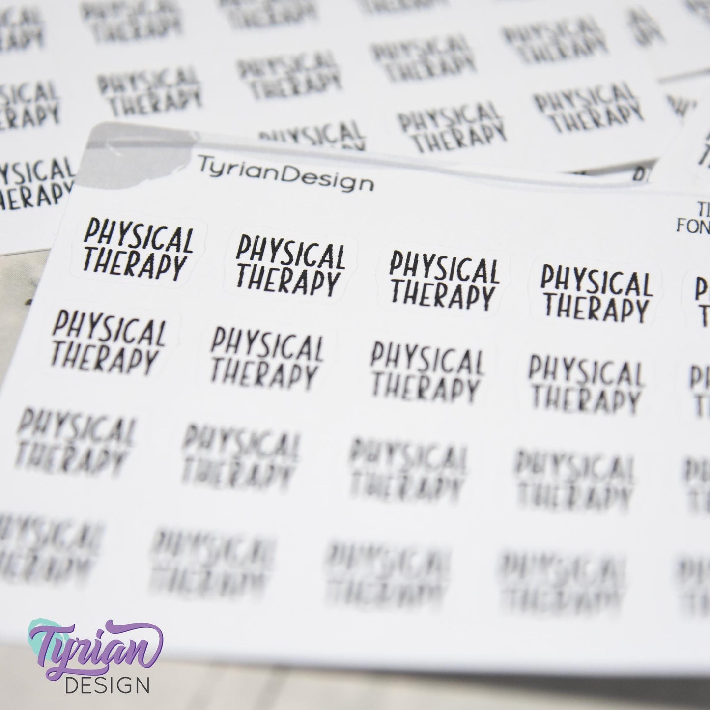 Tiny Physical Therapy Stickers | 20 Stickers | .59 x .46" each | Font: Charley