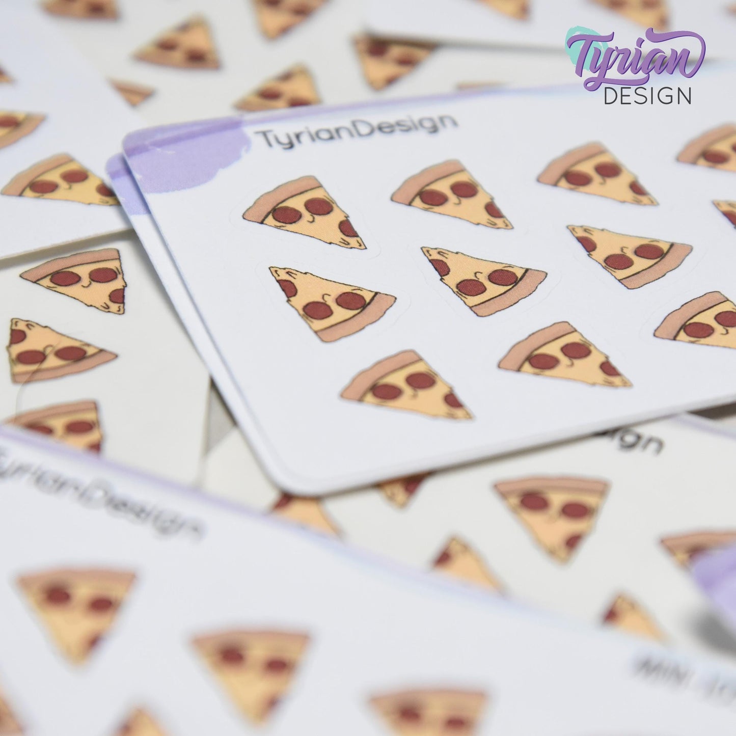 Pizza Stickers | Mini Sheet of Pizza Slice Time | 15 Stickers | .5 x .57" each | 3.375" x 2.125" Mini Sheet | White or Clear Matte