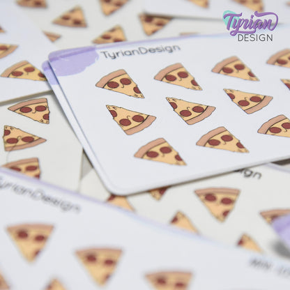 Pizza Stickers | Mini Sheet of Pizza Slice Time | 15 Stickers | .5 x .57" each | 3.375" x 2.125" Mini Sheet | White or Clear Matte