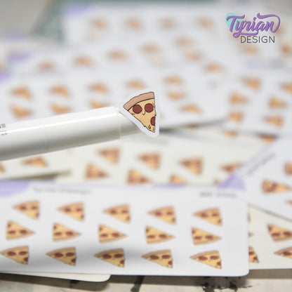 Pizza Stickers | Mini Sheet of Pizza Slice Time | 15 Stickers | .5 x .57" each | 3.375" x 2.125" Mini Sheet | White or Clear Matte