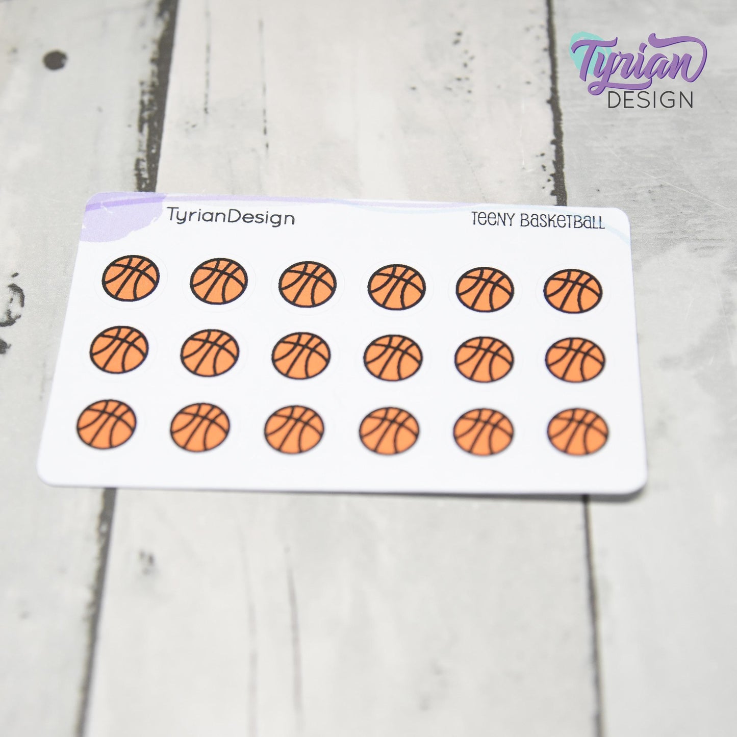Basketball Stickers | Tiny Basketball stickers | Mini sheet | 18 stickers | .45 x .45" each | Basketball icon | White or Clear Matte