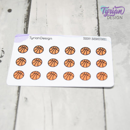 Basketball Stickers | Tiny Basketball stickers | Mini sheet | 18 stickers | .45 x .45" each | Basketball icon | White or Clear Matte