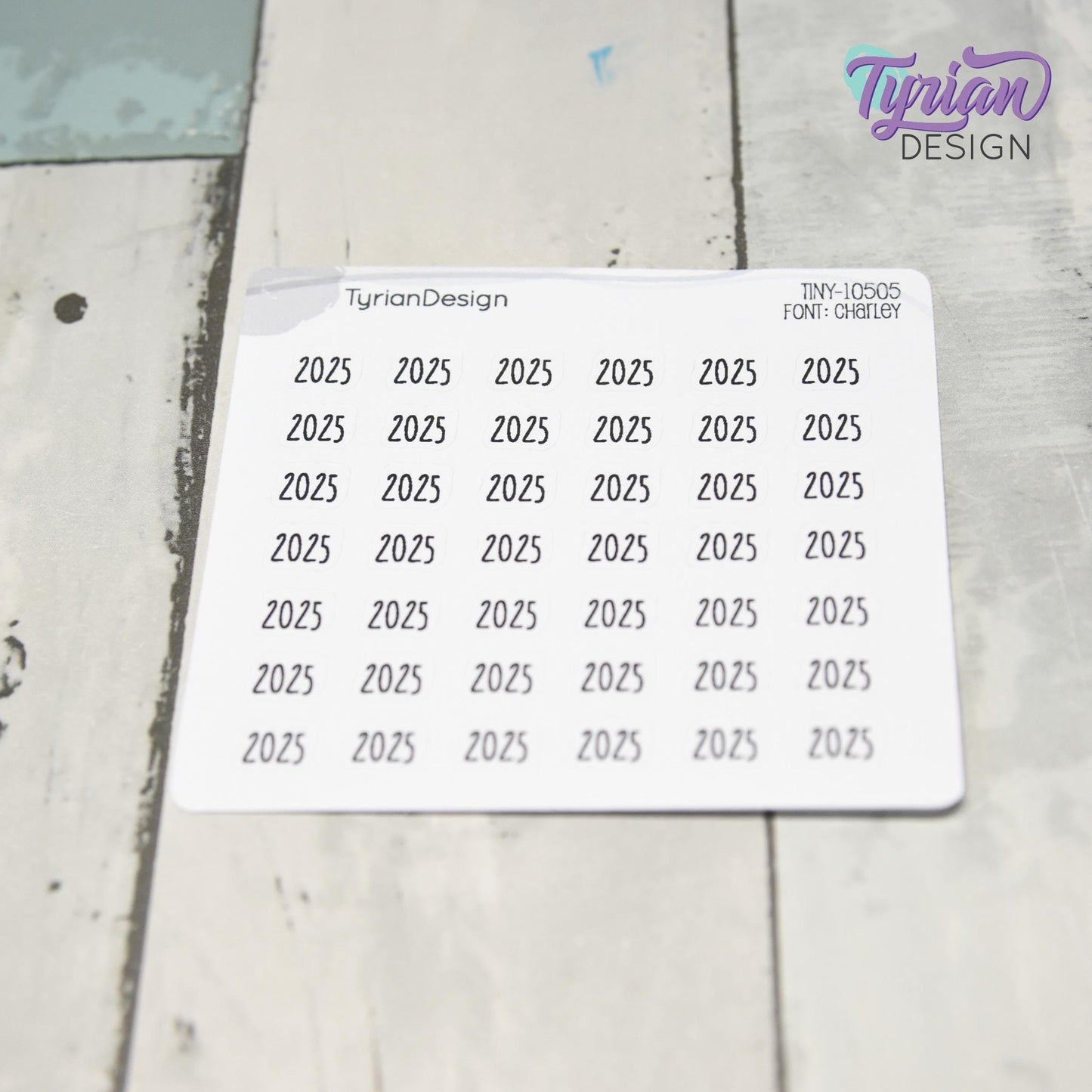 Tiny 2025 Stickers | 42 Stickers | .37 x .27" each sticker | Font: Charley