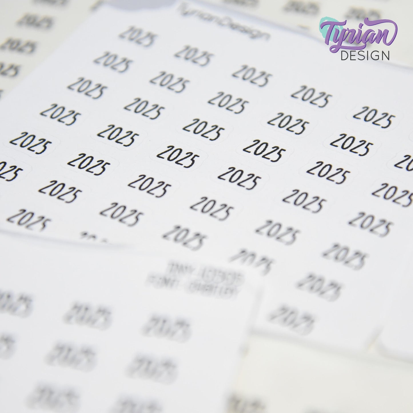 Tiny 2025 Stickers | 42 Stickers | .37 x .27" each sticker | Font: Charley