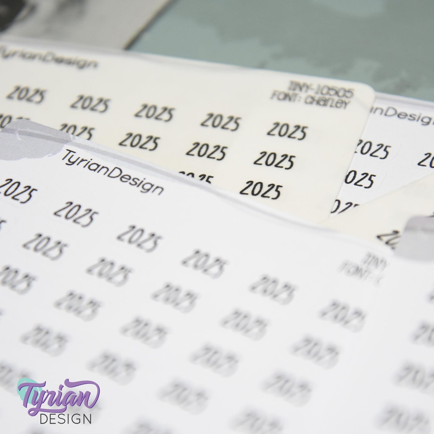 Tiny 2025 Stickers | 42 Stickers | .37 x .27" each sticker | Font: Charley