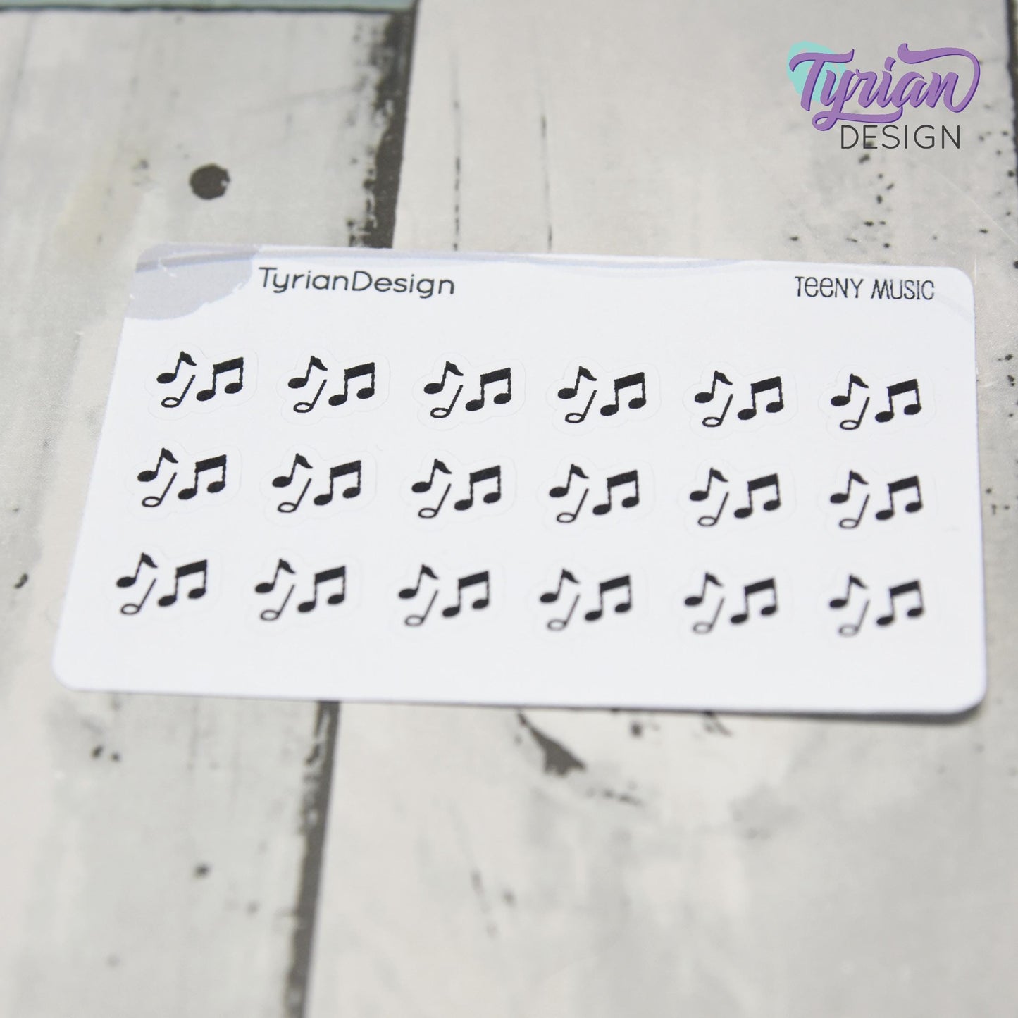 Music Stickers | Tiny Music stickers | Mini sheet | 18 stickers | .45 x .39" each | Music Notes icon | White or Clear Matte