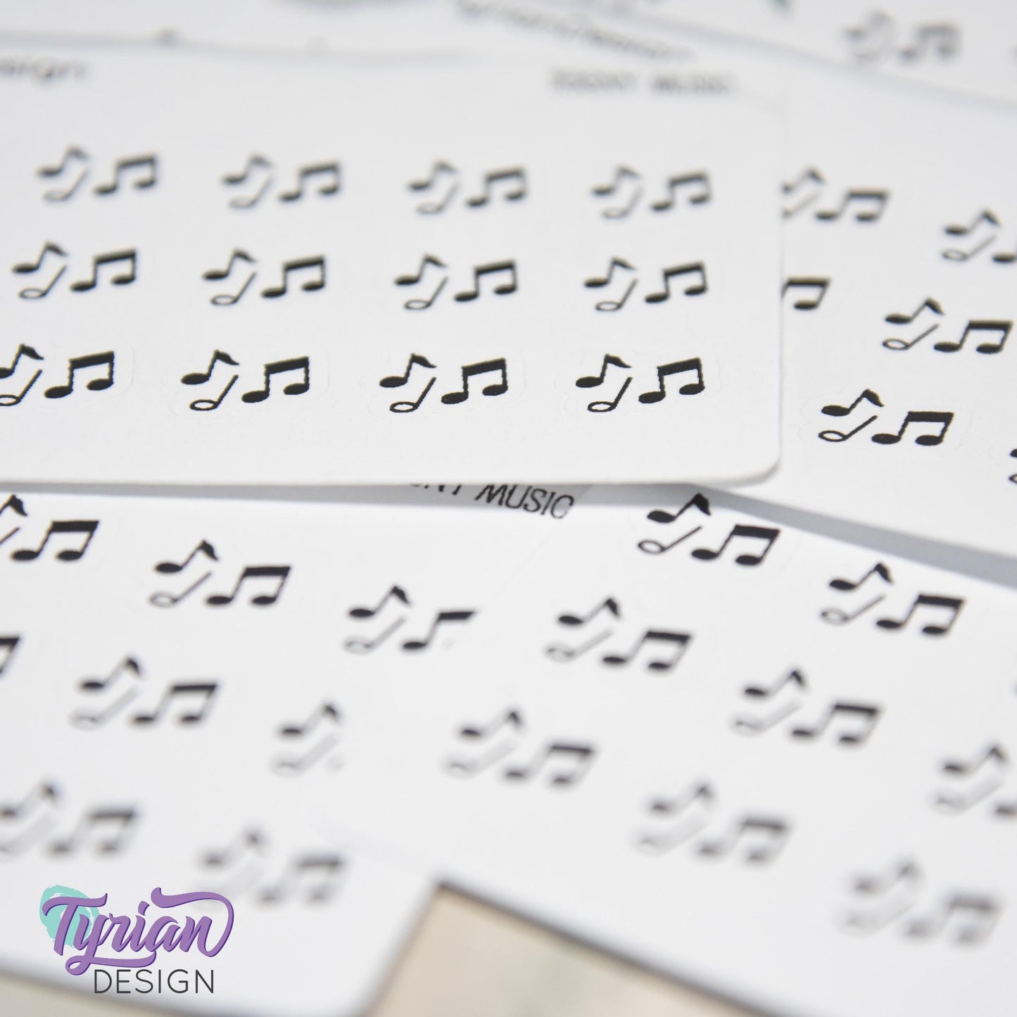 Music Stickers | Tiny Music stickers | Mini sheet | 18 stickers | .45 x .39" each | Music Notes icon | White or Clear Matte