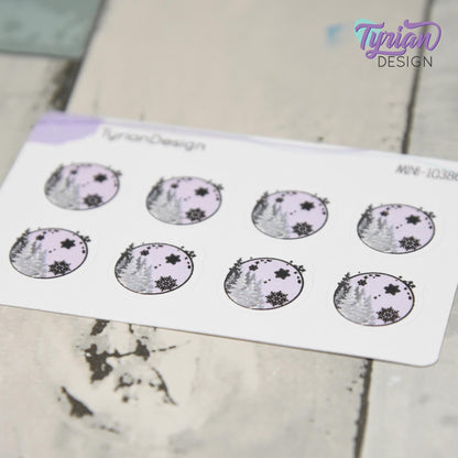 Mini Moon Stickers | Mini Sheet of Winter Moon | 8 Stickers | .65 x .64" each | 3.375" x 2.125" Mini Sheet | White or Clear Matte