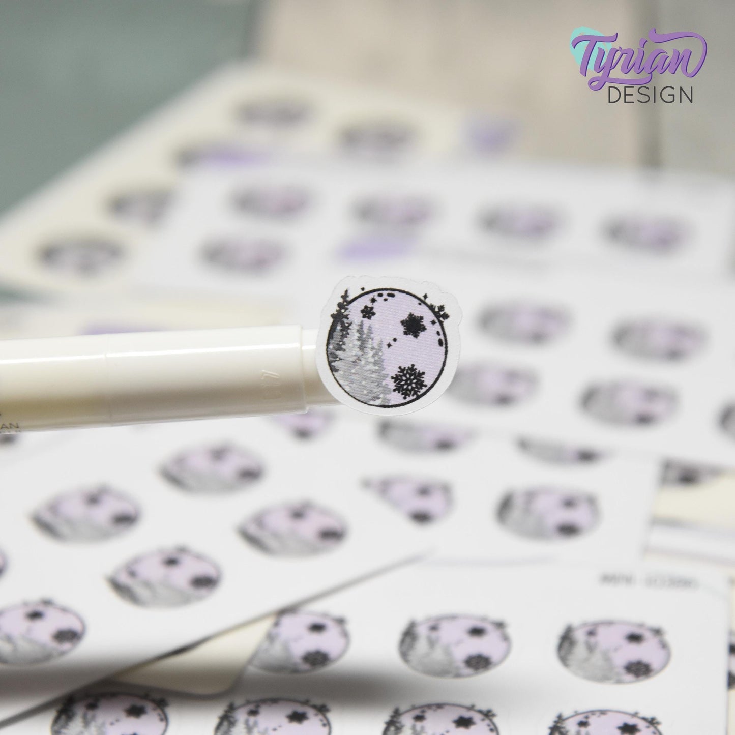 Mini Moon Stickers | Mini Sheet of Winter Moon | 8 Stickers | .65 x .64" each | 3.375" x 2.125" Mini Sheet | White or Clear Matte