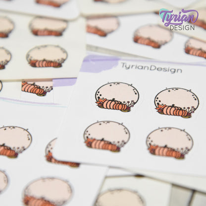 Mini Moon Stickers | Mini Sheet of Pumpkin Moon | 8 Stickers | .66 x .69" each | 3.375" x 2.125" Mini Sheet | White or Clear Matte