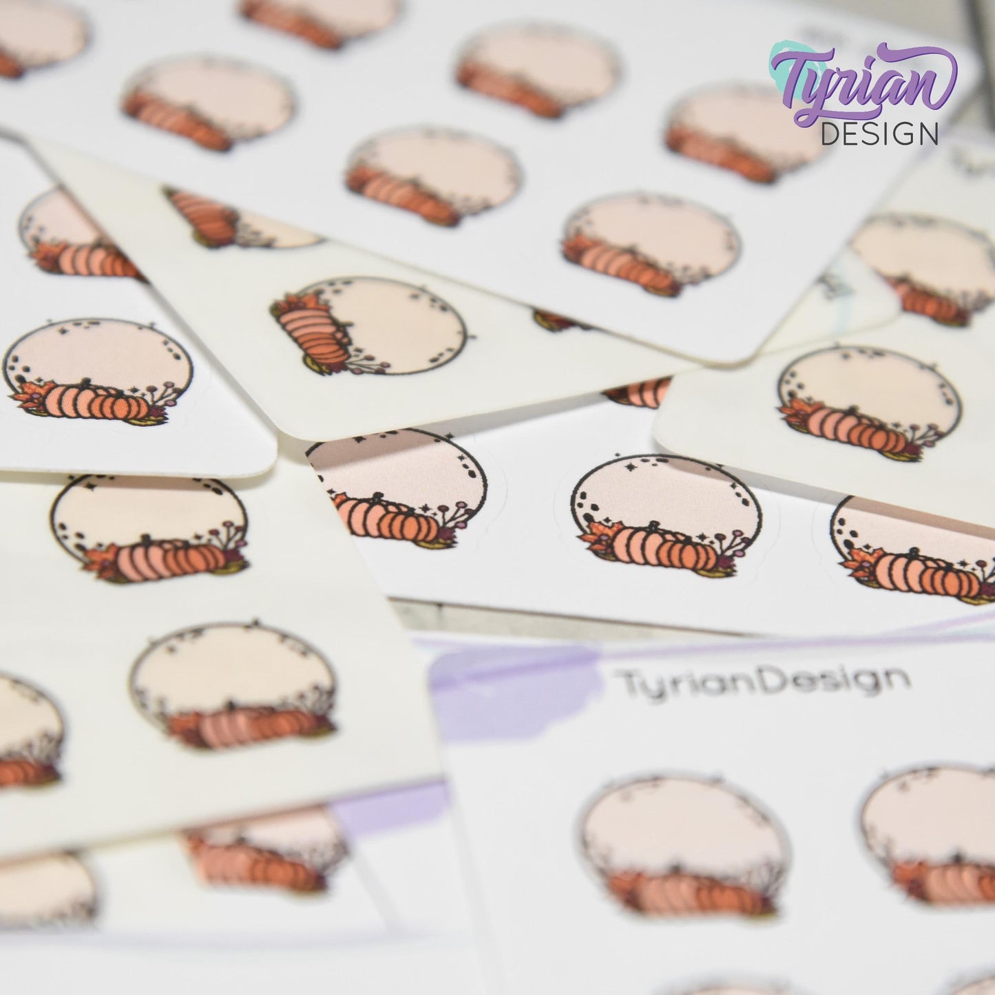 Mini Moon Stickers | Mini Sheet of Pumpkin Moon | 8 Stickers | .66 x .69" each | 3.375" x 2.125" Mini Sheet | White or Clear Matte