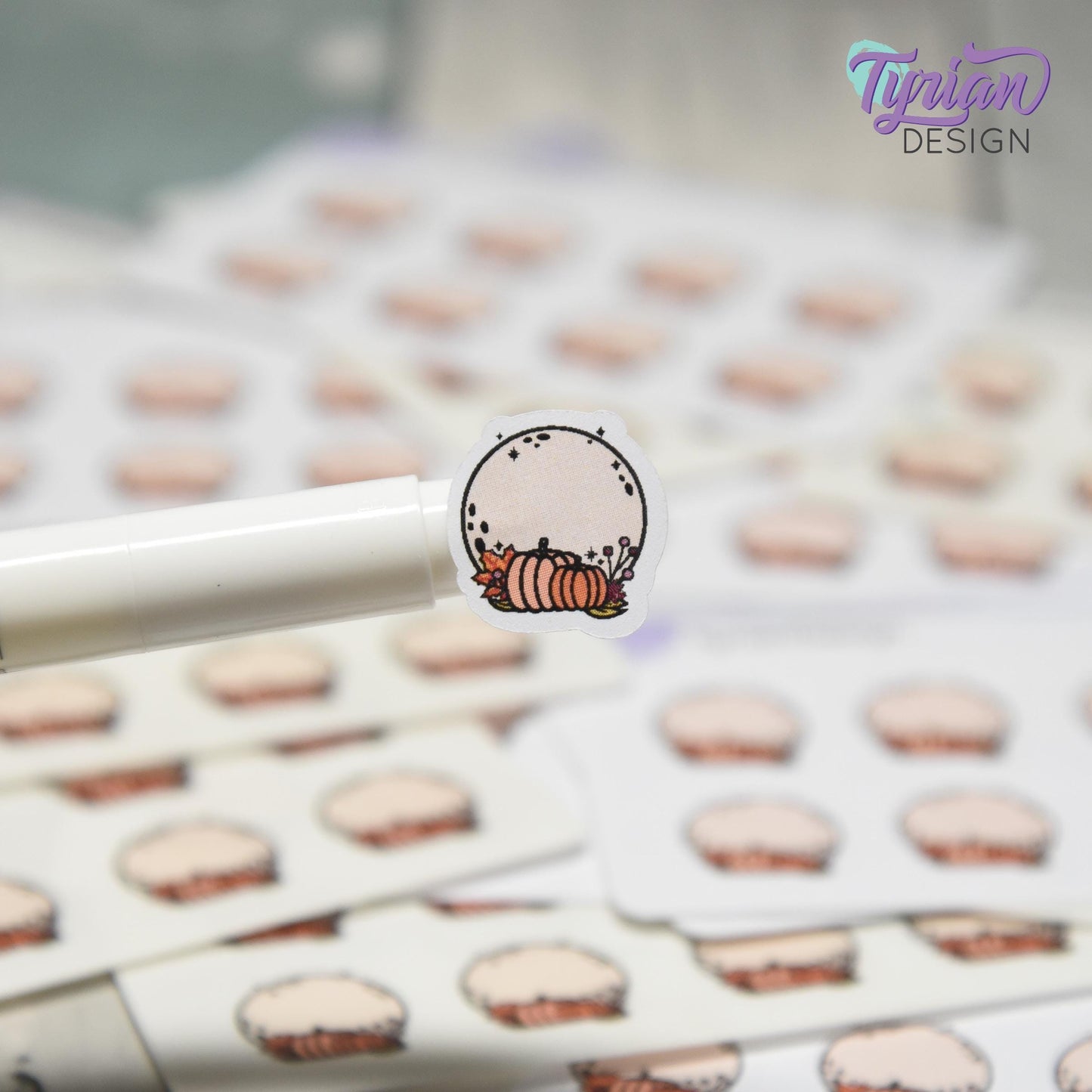 Mini Moon Stickers | Mini Sheet of Pumpkin Moon | 8 Stickers | .66 x .69" each | 3.375" x 2.125" Mini Sheet | White or Clear Matte