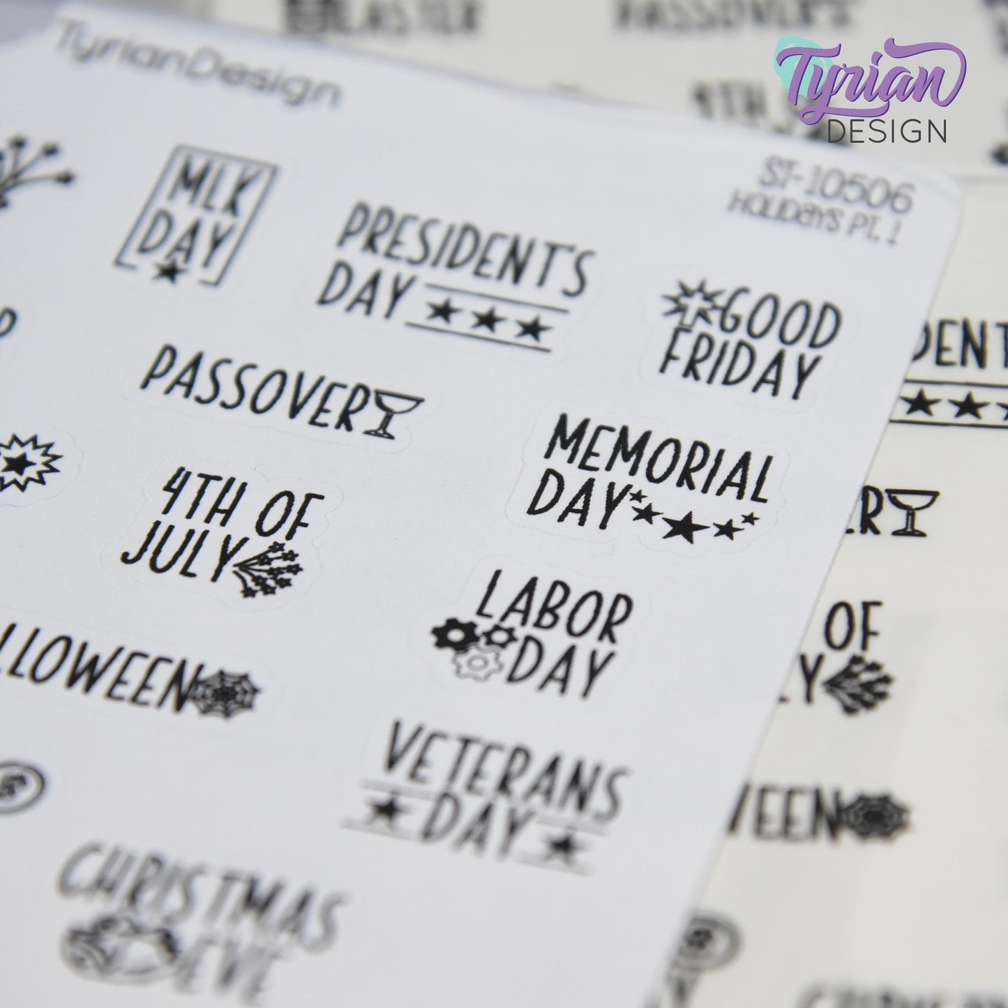 Holiday Stickers  | Icon Holiday Stickers Pt 1 | 19 Stickers | Font: Charley