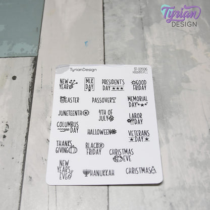 Holiday Stickers  | Icon Holiday Stickers Pt 1 | 19 Stickers | Font: Charley