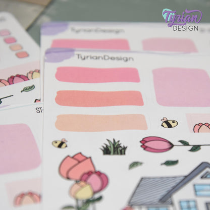 Tulip Flower House Journal Stickers | 16 Stickers