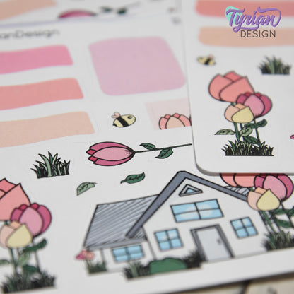 Tulip Flower House Journal Stickers | 16 Stickers