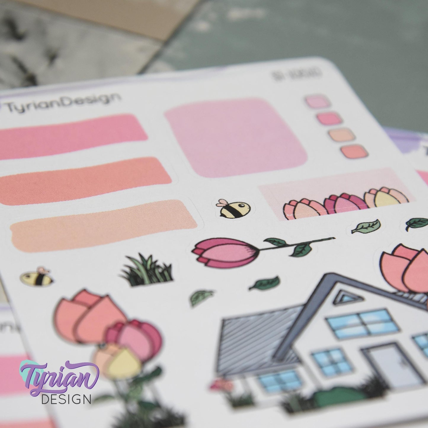 Tulip Flower House Journal Stickers | 16 Stickers