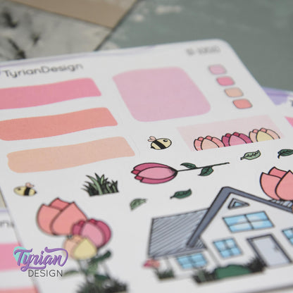 Tulip Flower House Journal Stickers | 16 Stickers