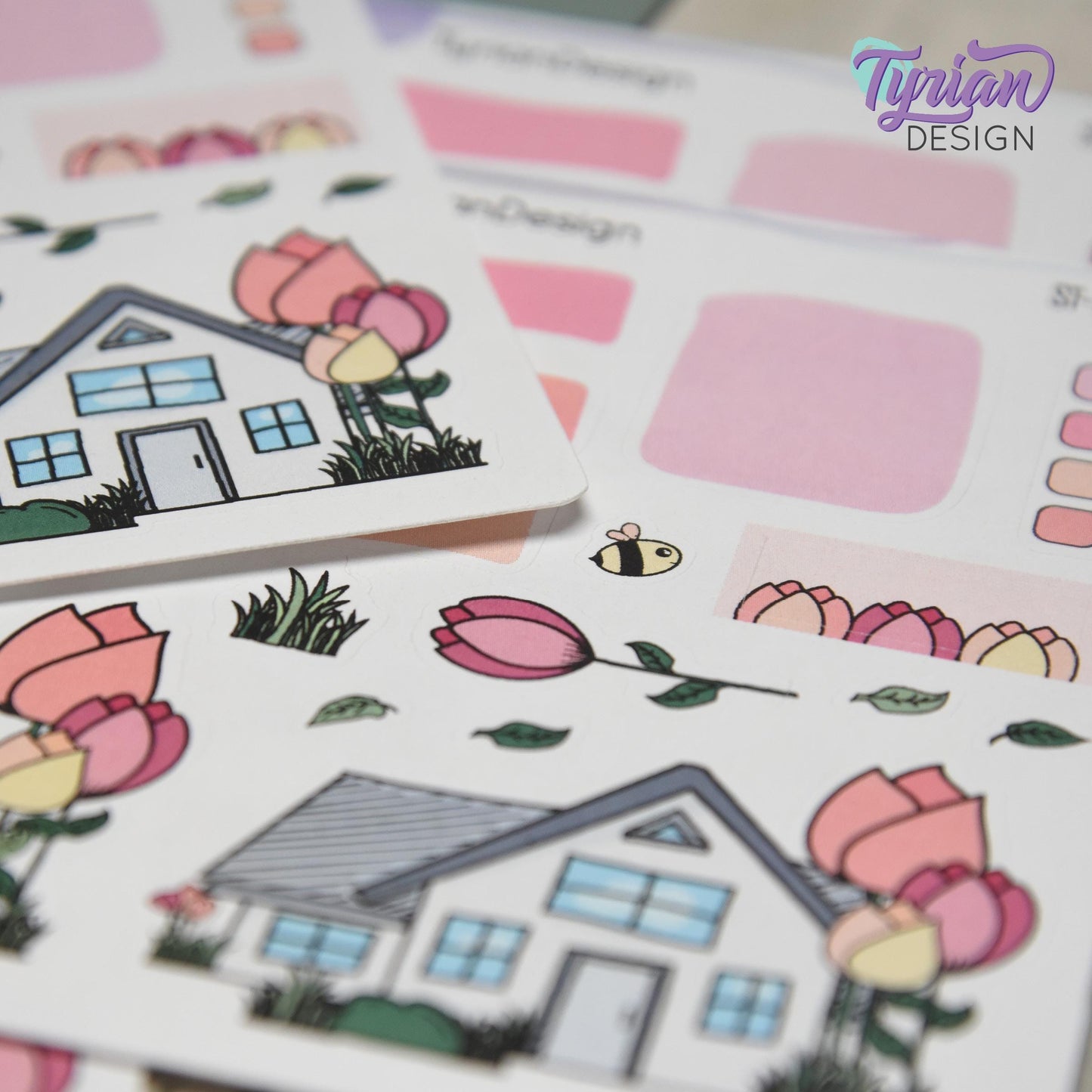 Tulip Flower House Journal Stickers | 16 Stickers
