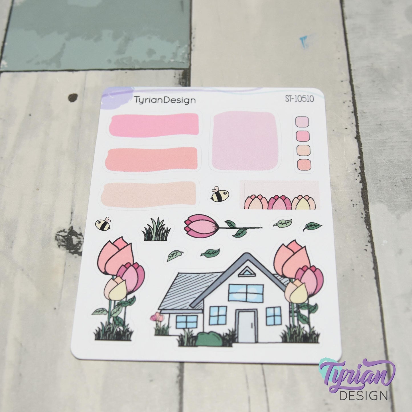 Tulip Flower House Journal Stickers | 16 Stickers