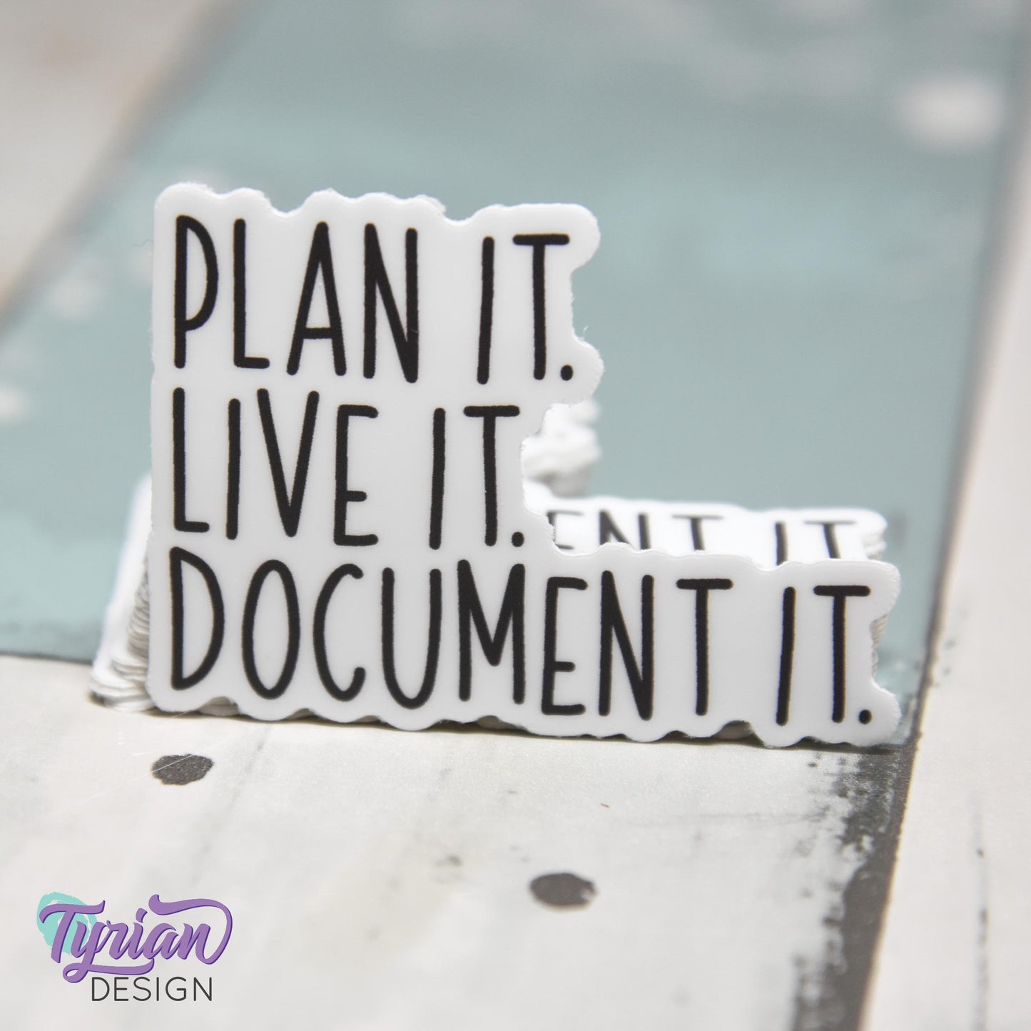 Plan it. Live it. Document it. Small Vinyl Sticker | high quality weather proof vinyl | 2 x 1.5" | Planner sticker