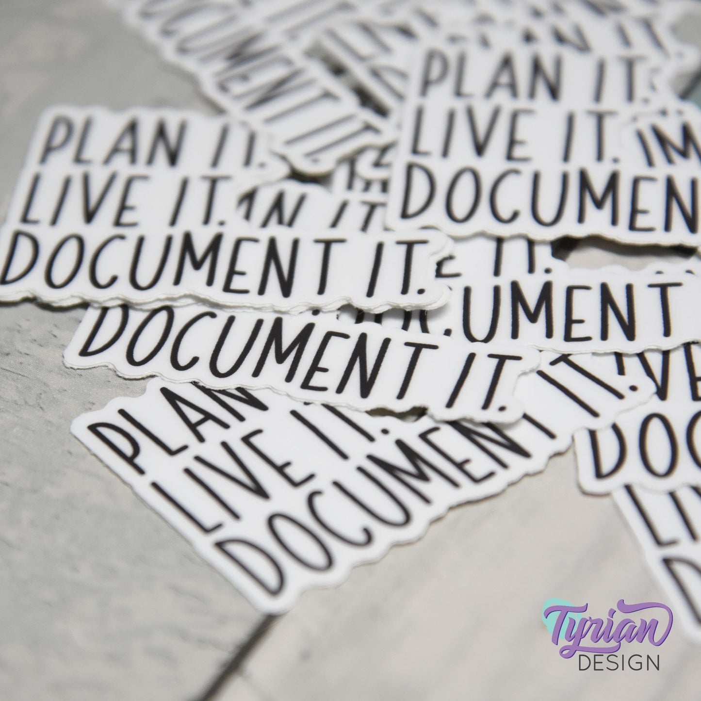Plan it. Live it. Document it. Small Vinyl Sticker | high quality weather proof vinyl | 2 x 1.5" | Planner sticker