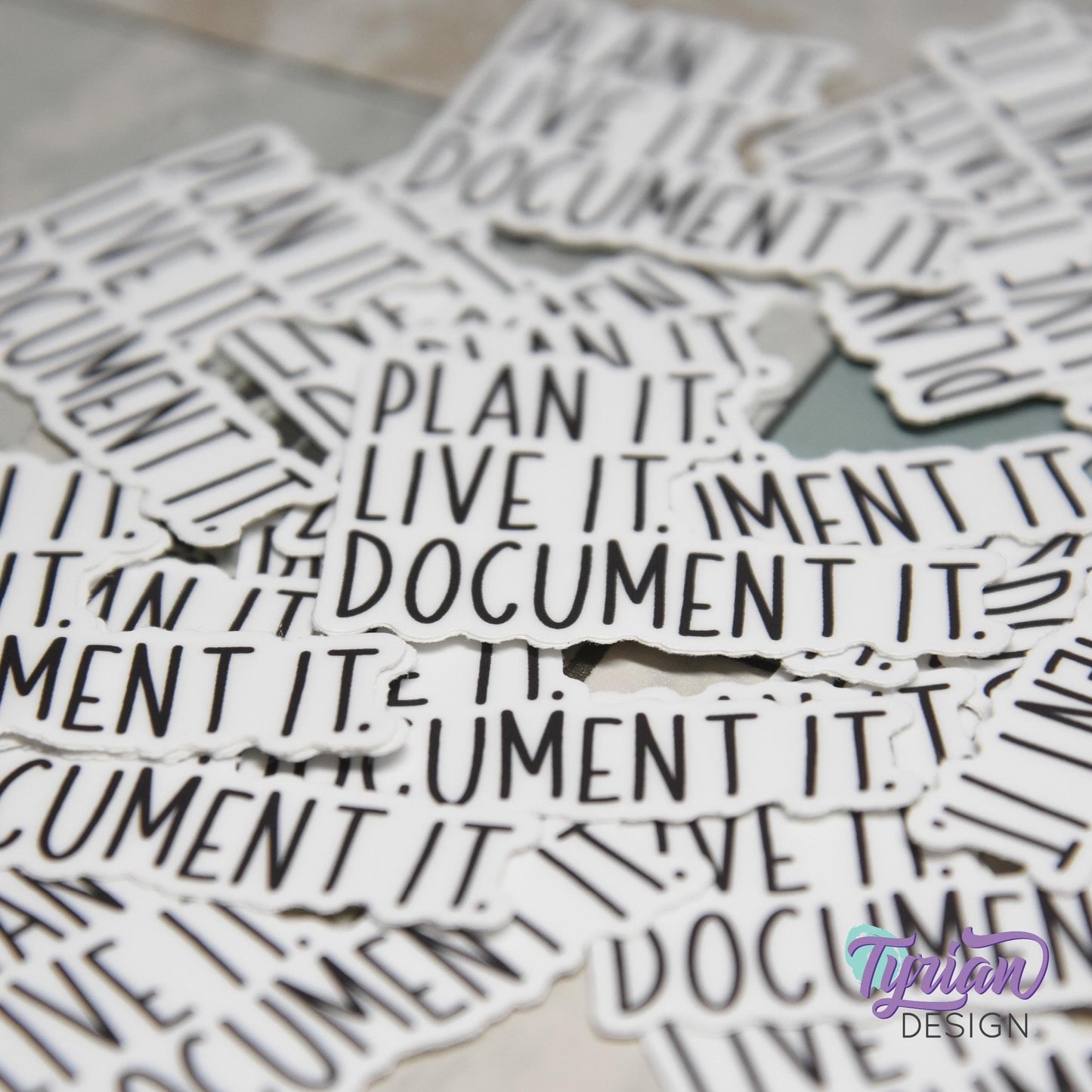 Plan it. Live it. Document it. Small Vinyl Sticker | high quality weather proof vinyl | 2 x 1.5" | Planner sticker