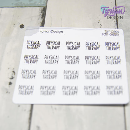 Tiny Physical Therapy Stickers | 20 Stickers | .59 x .46" each | Font: Charley