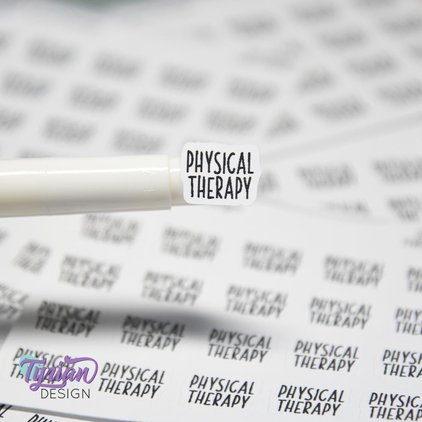 Tiny Physical Therapy Stickers | 20 Stickers | .59 x .46" each | Font: Charley