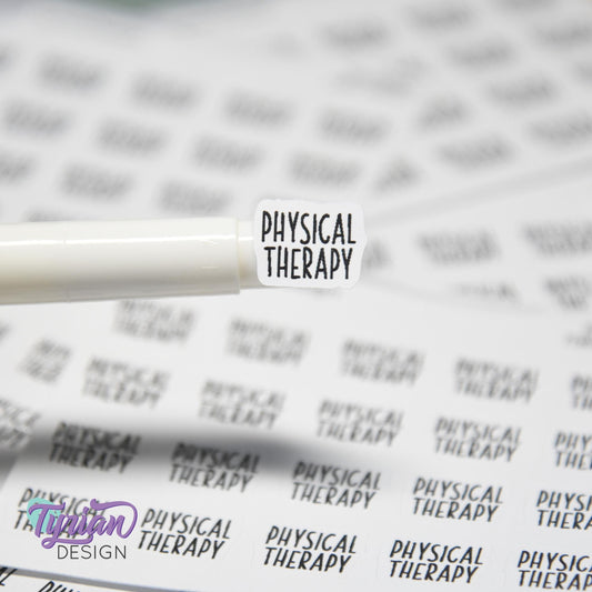 Tiny Physical Therapy Stickers | 20 Stickers | .59 x .46" each | Font: Charley