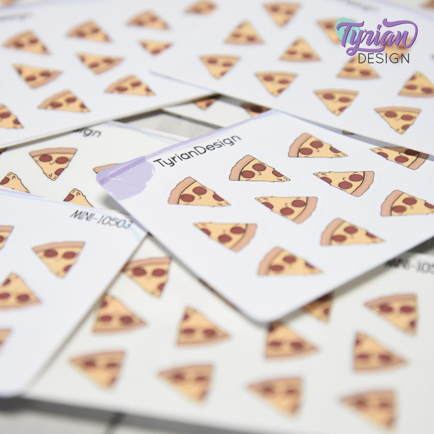 Pizza Stickers | Mini Sheet of Pizza Slice Time | 15 Stickers | .5 x .57" each | 3.375" x 2.125" Mini Sheet | White or Clear Matte