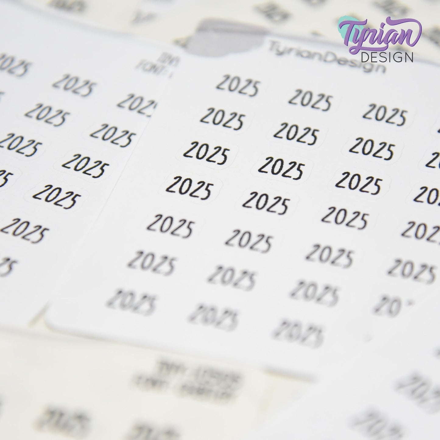 Tiny 2025 Stickers | 42 Stickers | .37 x .27" each sticker | Font: Charley