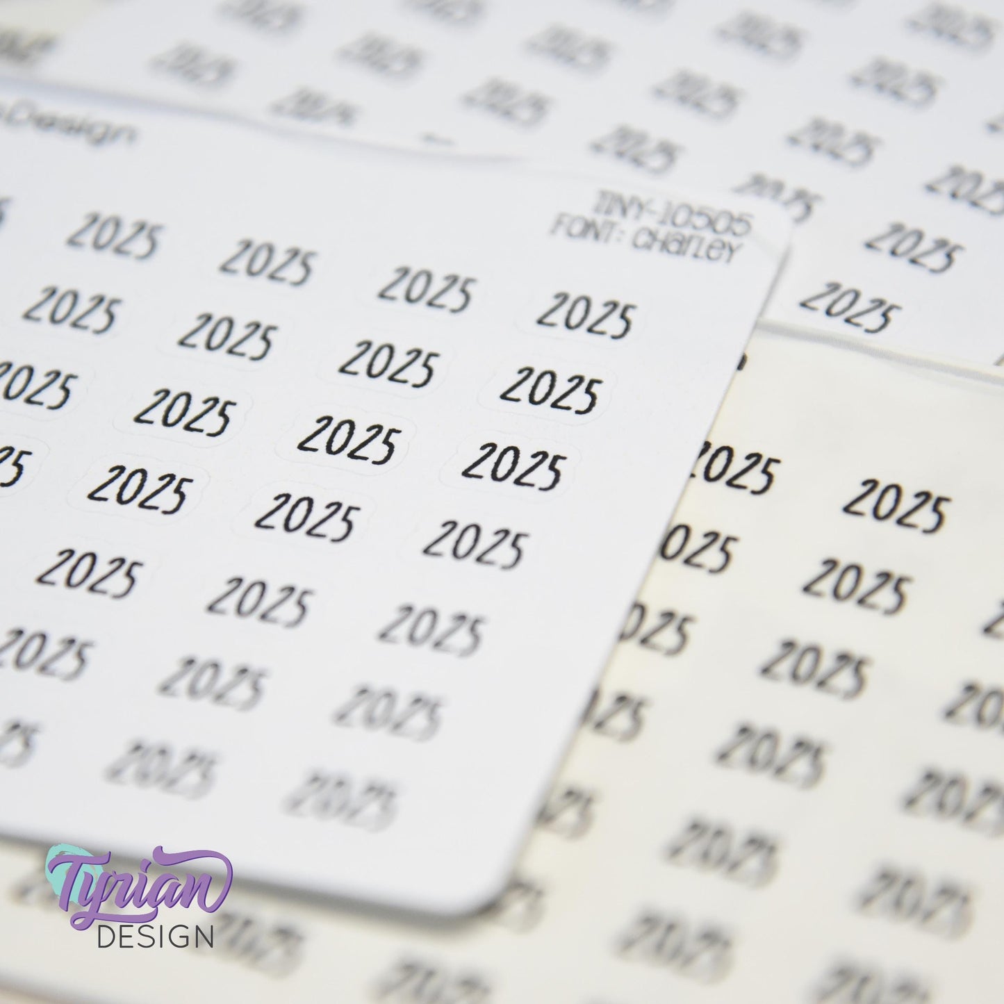 Tiny 2025 Stickers | 42 Stickers | .37 x .27" each sticker | Font: Charley