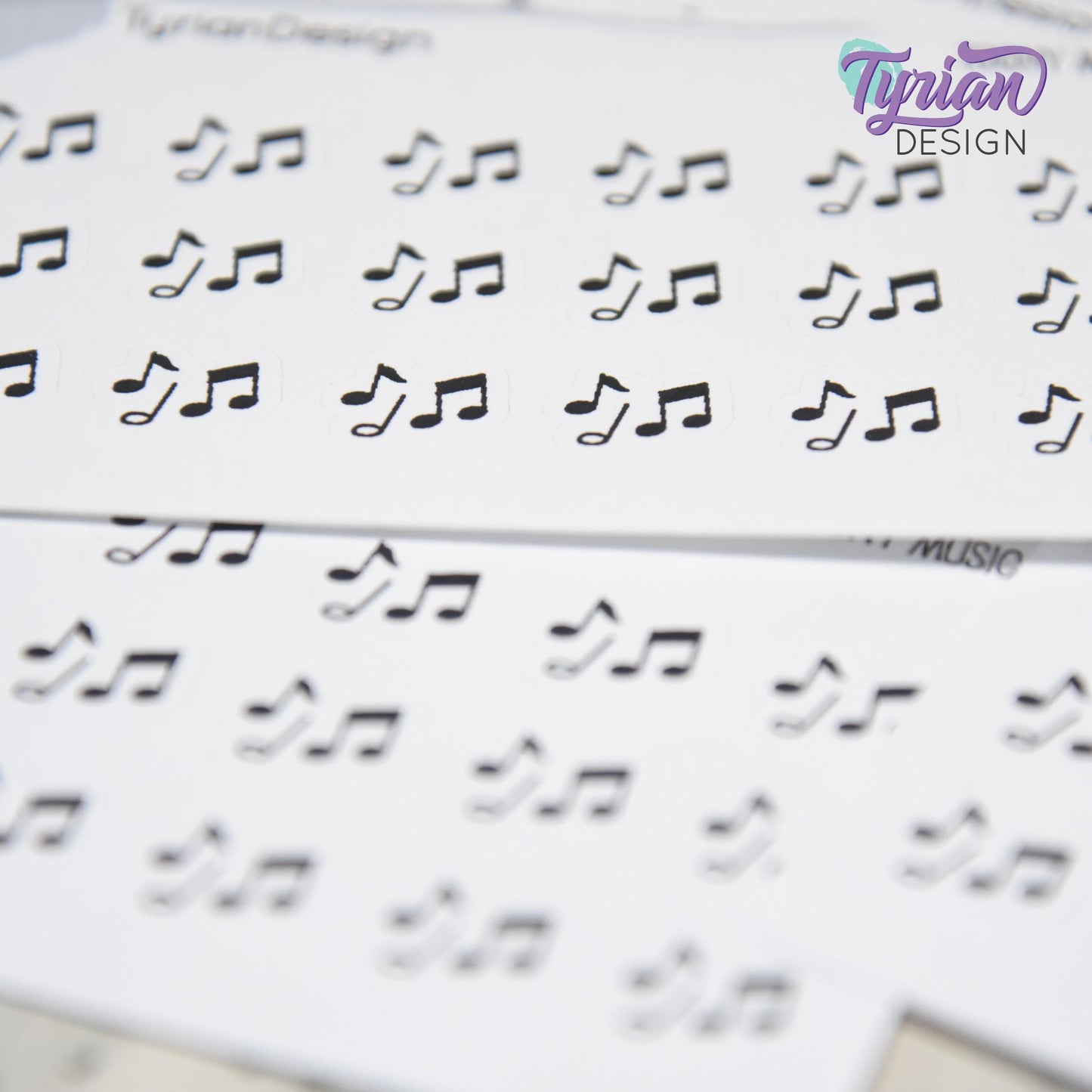 Music Stickers | Tiny Music stickers | Mini sheet | 18 stickers | .45 x .39" each | Music Notes icon | White or Clear Matte