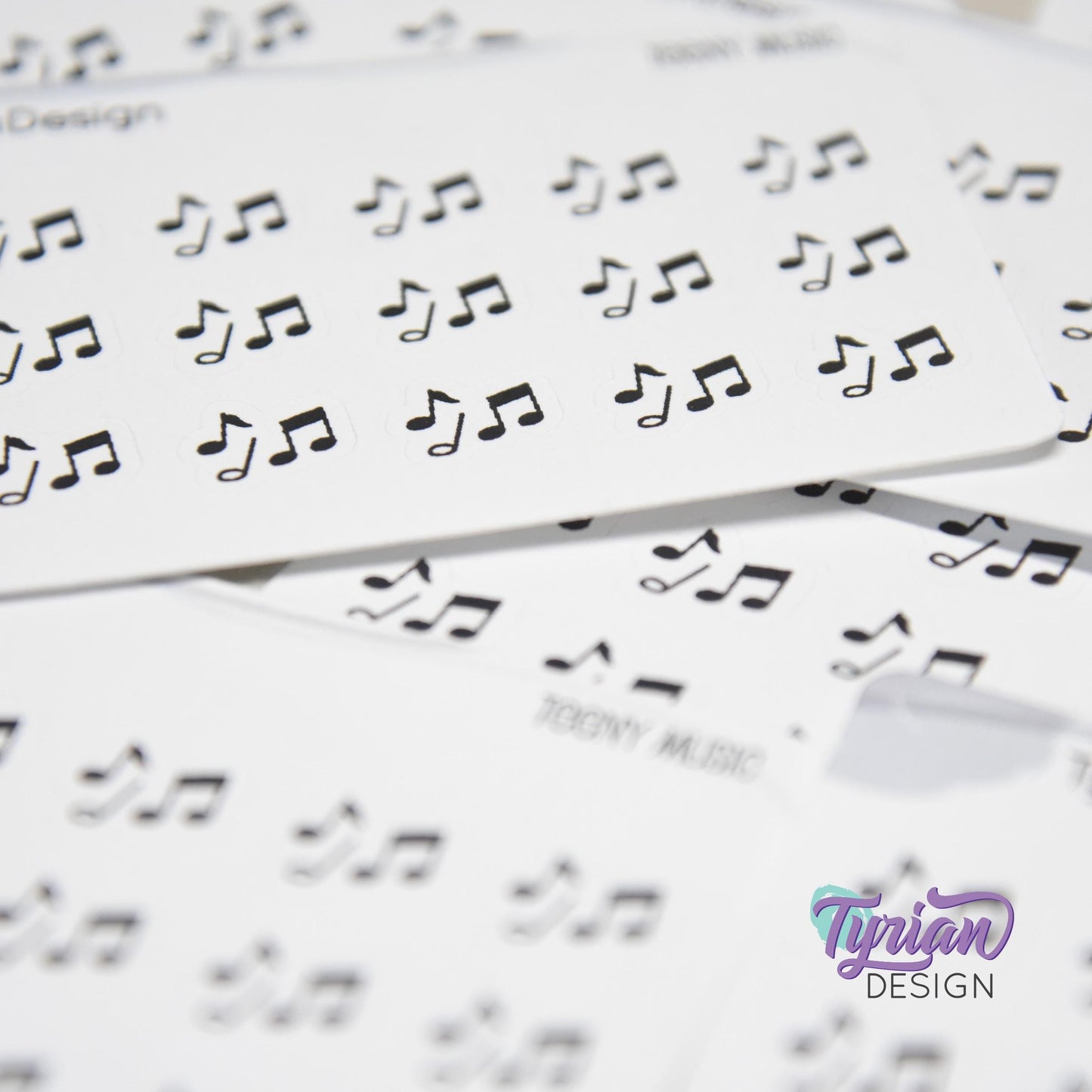 Music Stickers | Tiny Music stickers | Mini sheet | 18 stickers | .45 x .39" each | Music Notes icon | White or Clear Matte
