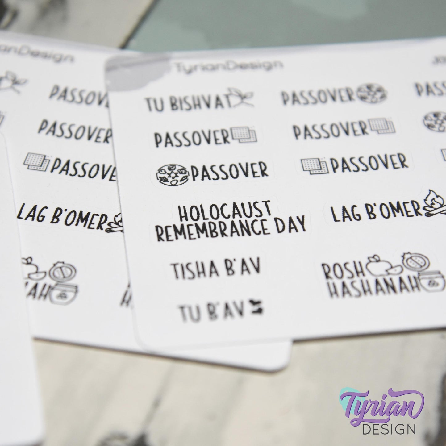 Tiny Jewish Icon Holiday Stickers Pt 1 | 16 Stickers | Font: Charley