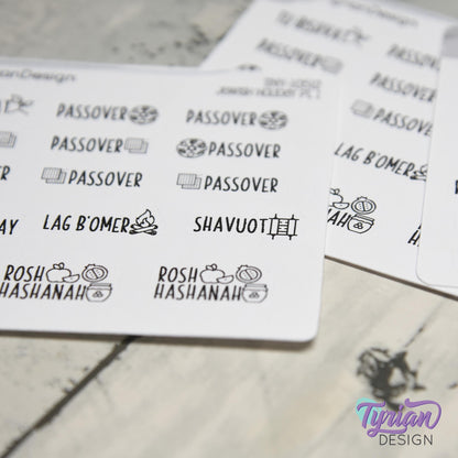 Tiny Jewish Icon Holiday Stickers Pt 1 | 16 Stickers | Font: Charley