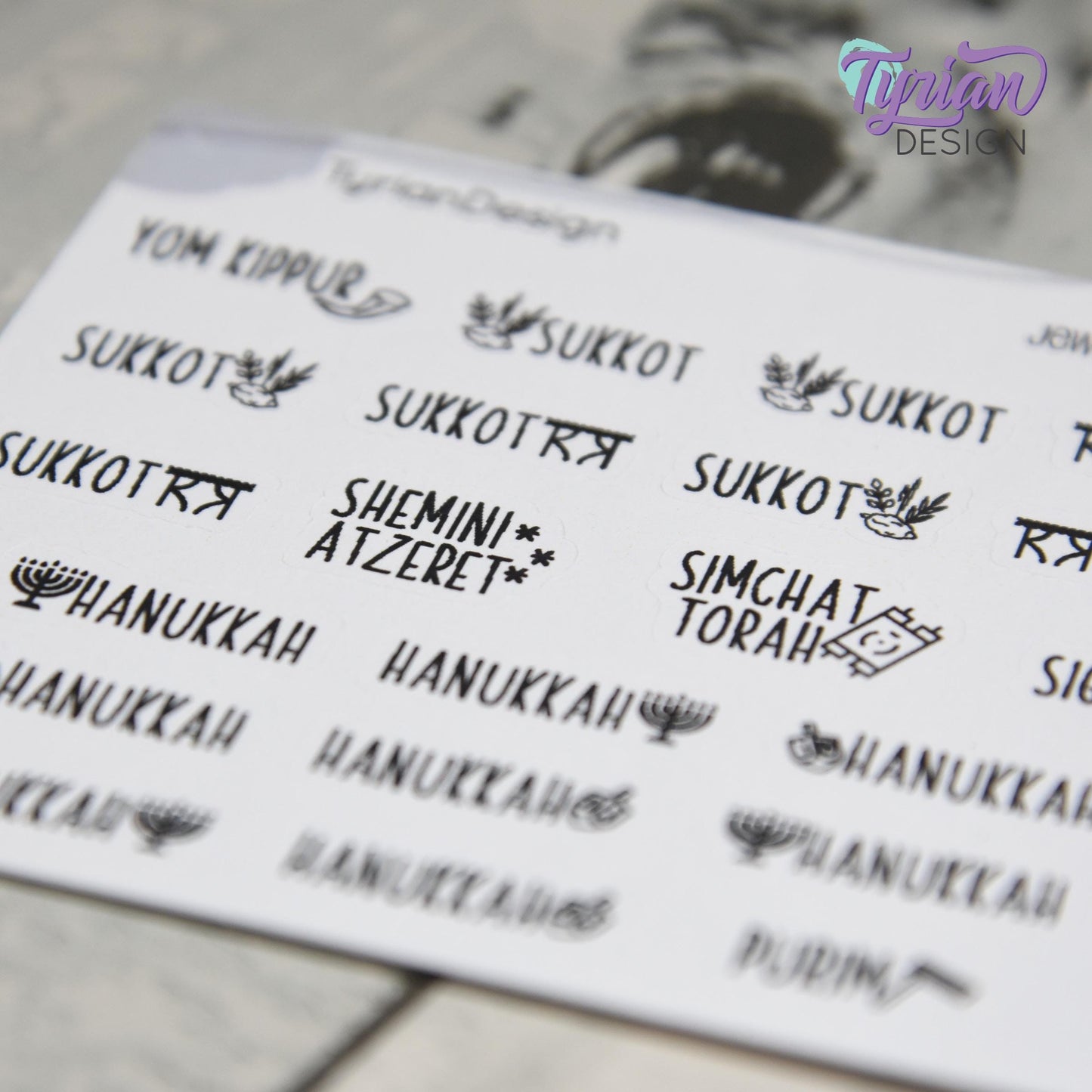 Tiny Jewish Icon Holiday Stickers Pt 2 | 21 Stickers | Font: Charley