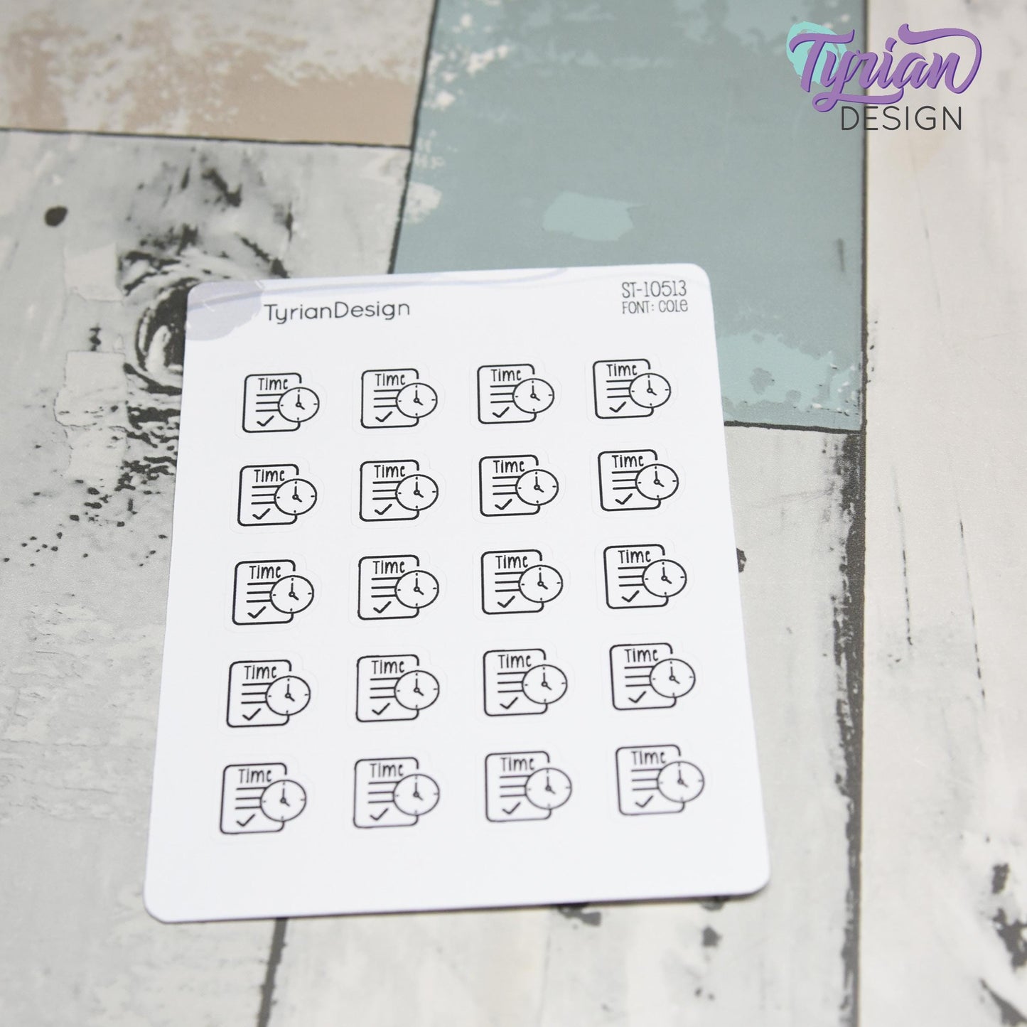 Time Card Stickers | 20 Stickers | .6" x .57" Each | Cole Font