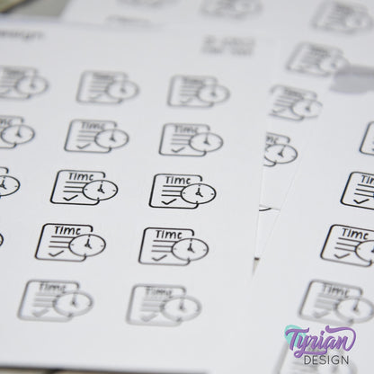 Time Card Stickers | 20 Stickers | .6" x .57" Each | Cole Font