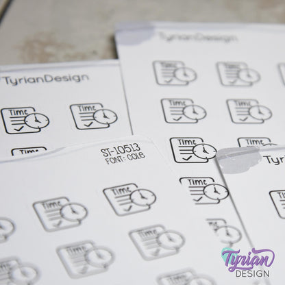 Time Card Stickers | 20 Stickers | .6" x .57" Each | Cole Font