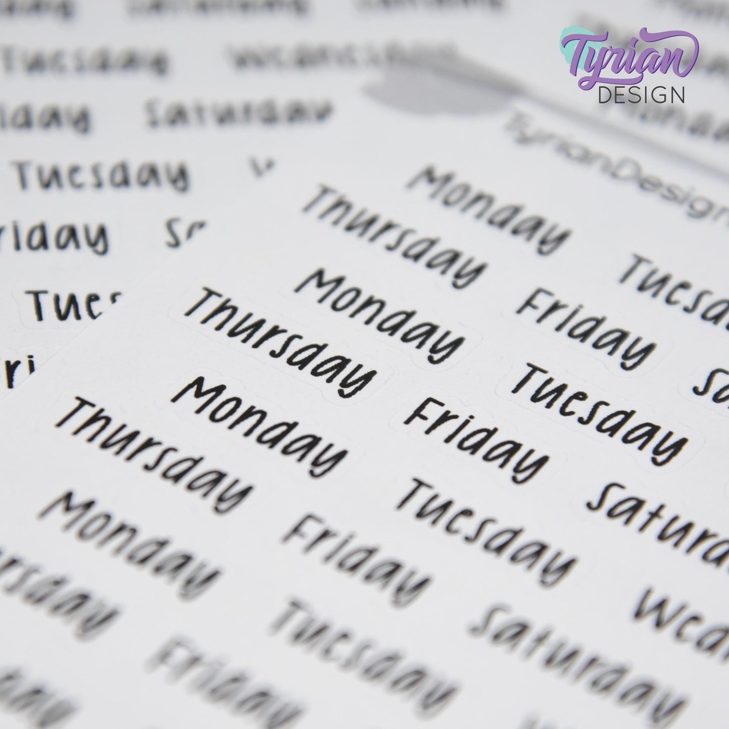 Days of the Week Stickers | 35 Stickers | 1" (Max) x .31" Each | Cole Font