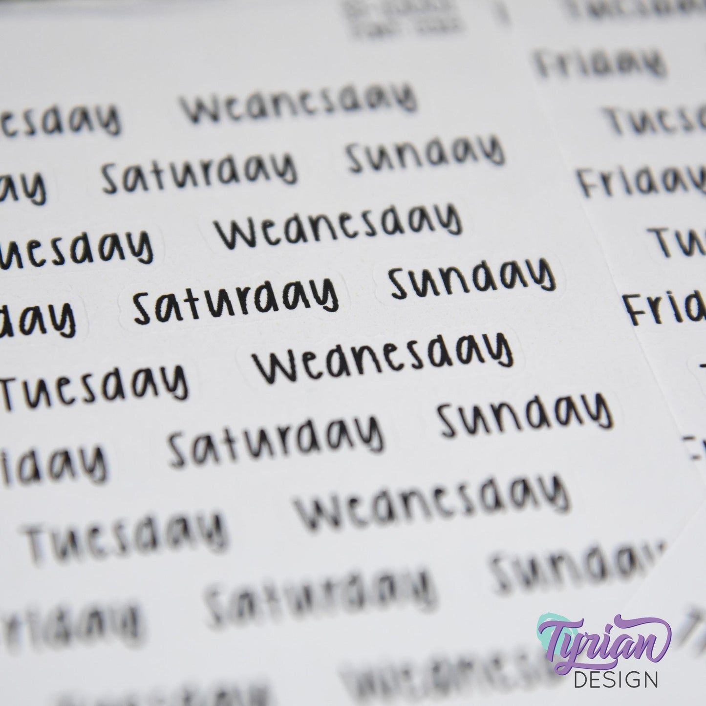 Days of the Week Stickers | 35 Stickers | 1" (Max) x .31" Each | Cole Font