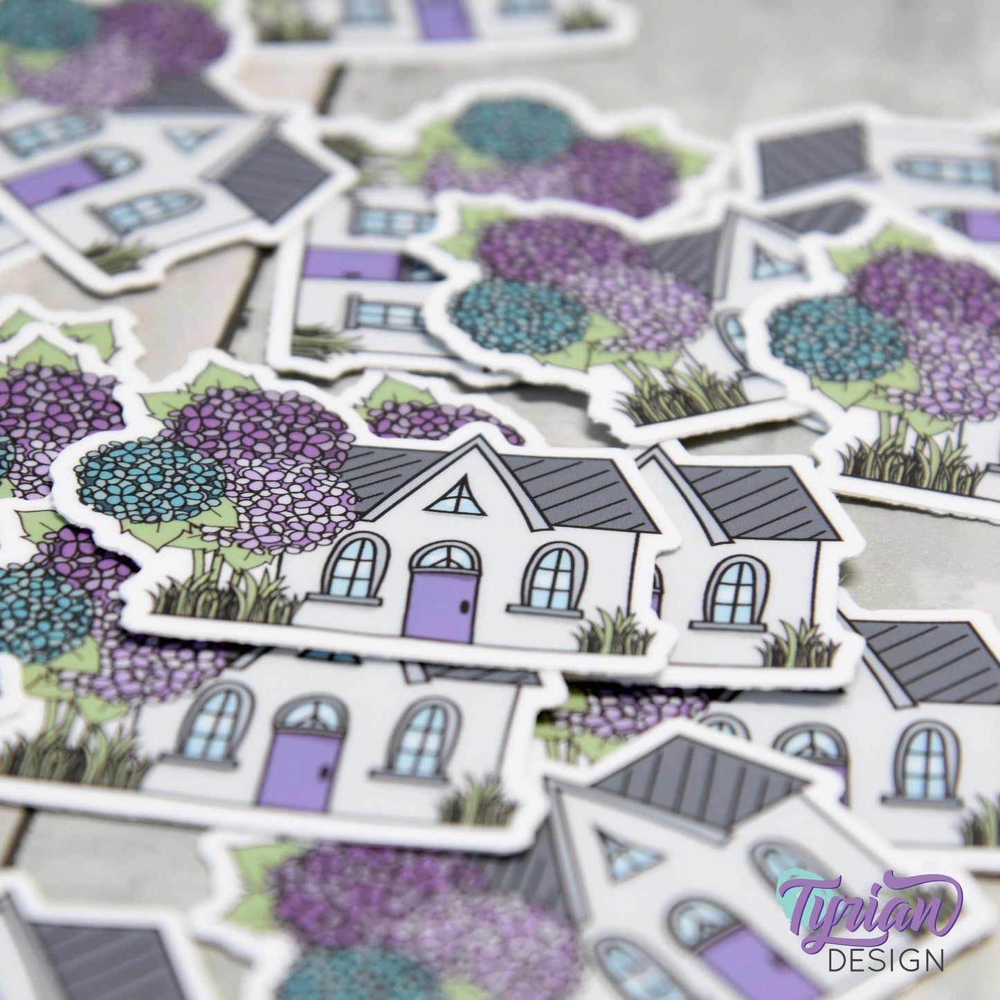 Hydrangea House Vinyl Sticker | High quality weather proof vinyl | 2"x 1.6" | House Sticker| Little House sticker | Tumbler  Sticker
