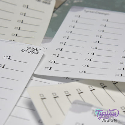 Payment Sticker |  30 Stickers | .91" x .28" Each | Charley Font