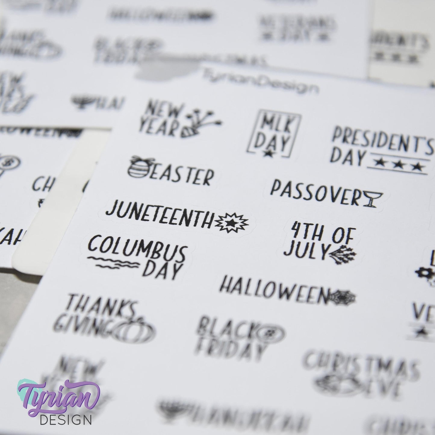 Holiday Stickers  | Icon Holiday Stickers Pt 1 | 19 Stickers | Font: Charley