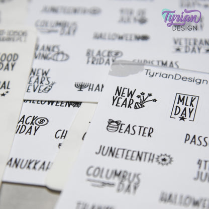 Holiday Stickers  | Icon Holiday Stickers Pt 1 | 19 Stickers | Font: Charley