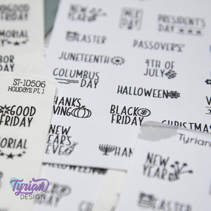 Holiday Stickers  | Icon Holiday Stickers Pt 1 | 19 Stickers | Font: Charley